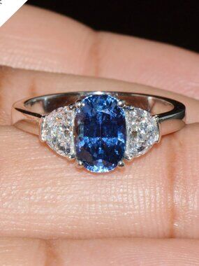 GIA Certified Natural 2.66CTS IF D Diamond Blue Sapphire 950 Platinum Ring